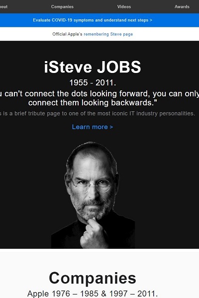 Jobs Tribute Site Miniature